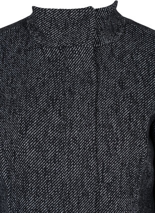 Wollmantel mit hohem Hals und Taschen, Black solid, Packshot image number 2