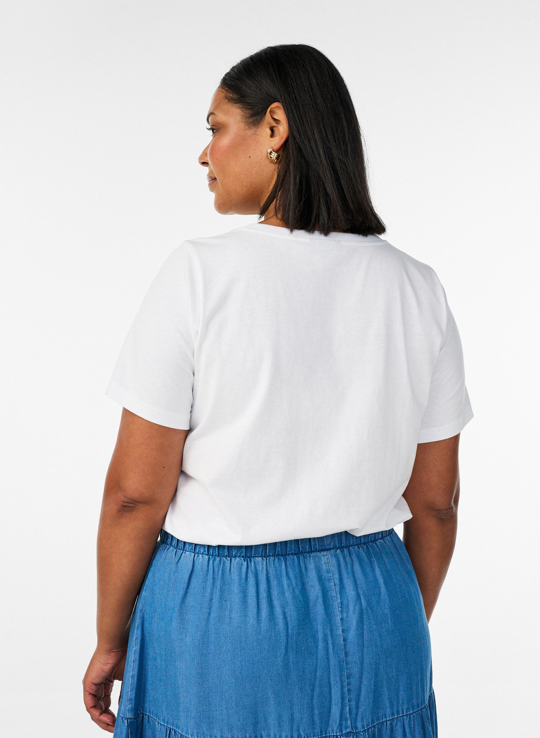 ZizziT-Shirt aus Baumwolle mit Brustprint, Wei&szlig;, Model image number 2