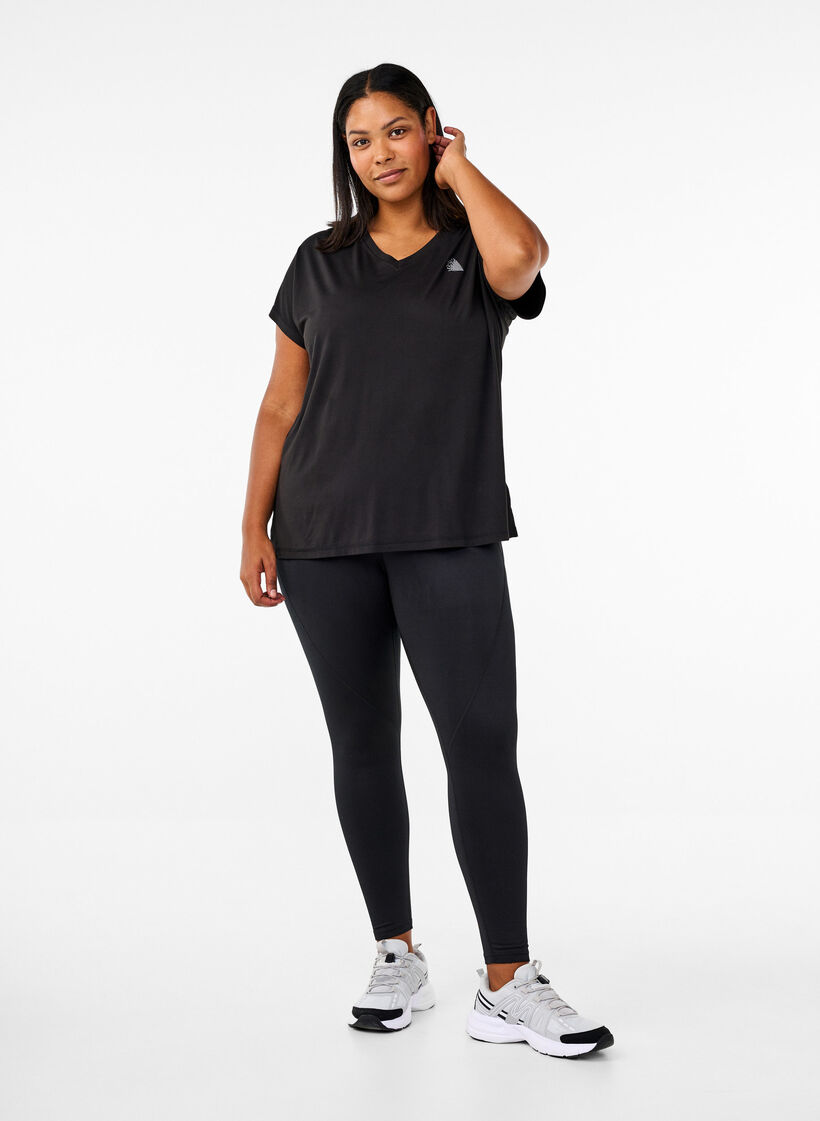 Trainingstights mit Fleecefutter, Schwarz, Model image number 1