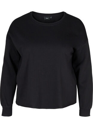 Cropped Sweatshirt mit Rundhals, Black, Packshot image number 0