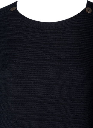 Langarm Strickkleid mit Knopfdetails, Black, Packshot image number 2