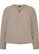 Bluse in Ballon-Silhouette mit V-Ausschnitt, Beige, Packshot image number 0