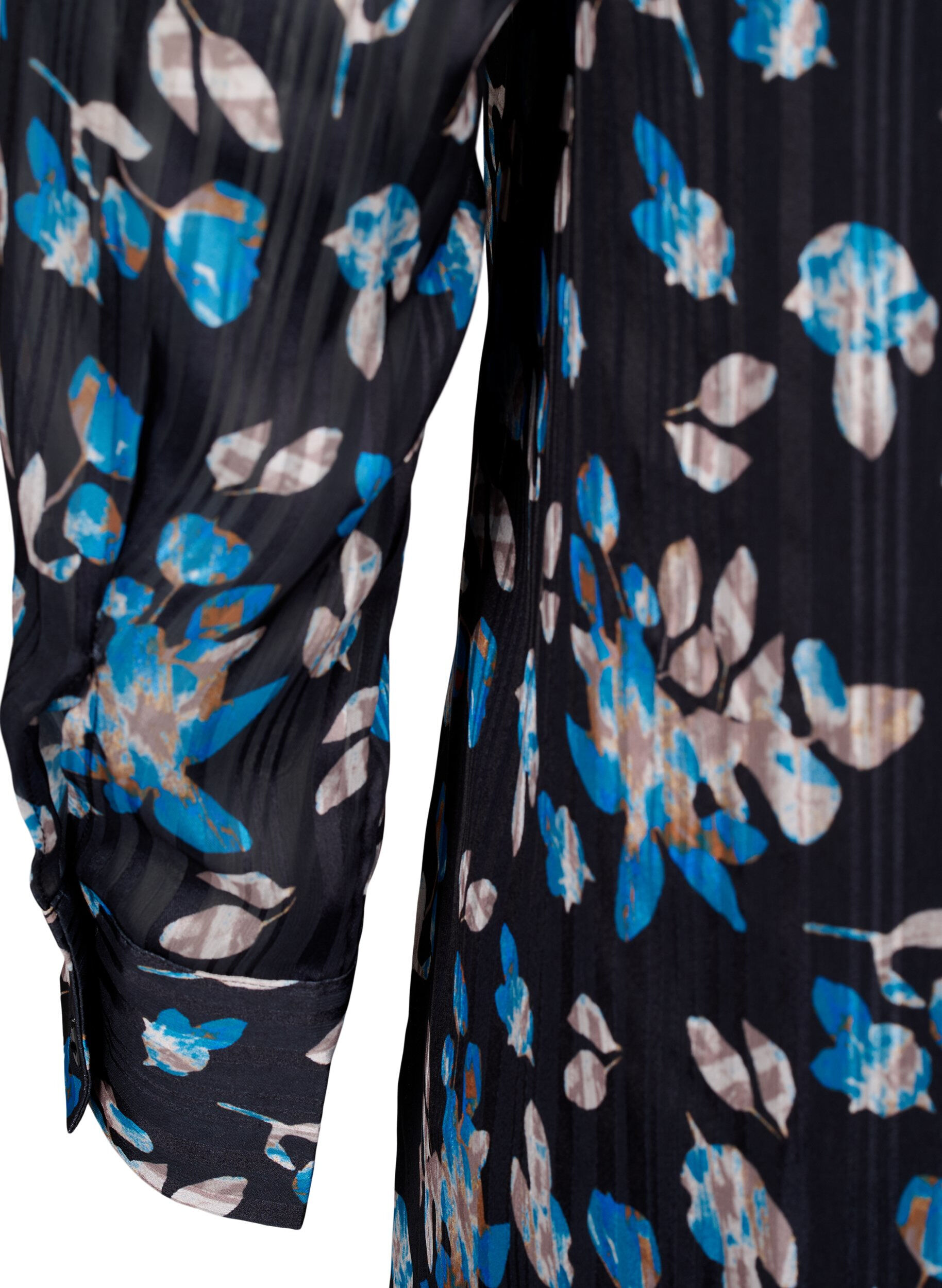 ZizziKurzkleid mit Print und Rundhalsausschnitt, Black Blue Fl. AOP, Packshot image number 3