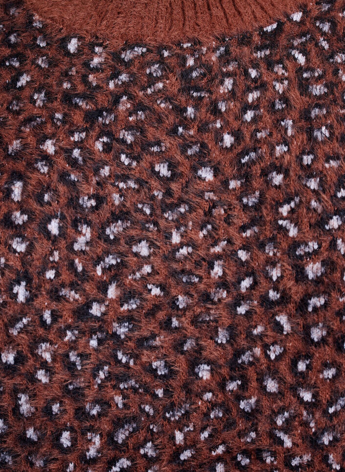 Strickpullover mit Animalprint und flauschigem Finish, Rot, Packshot