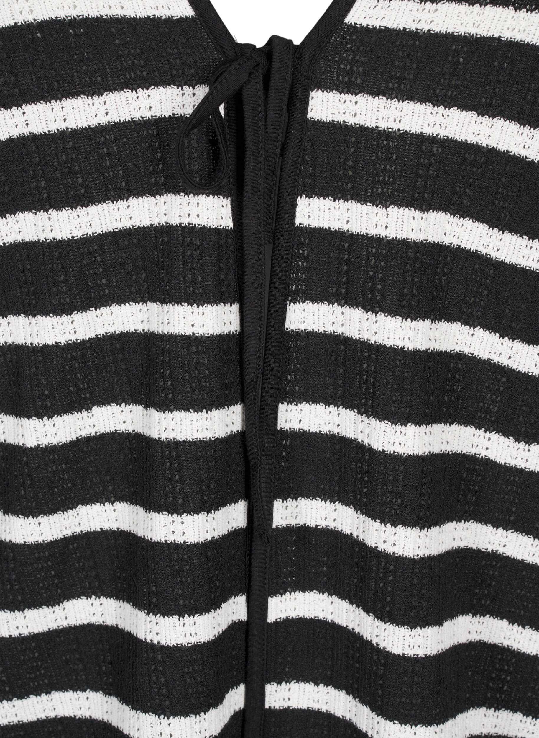ZizziStrickjacke mit Bindeb&auml;ndchen, Black White stripe, Packshot image number 2