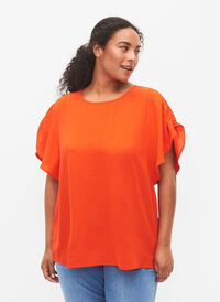 Kurzärmelige Bluse mit Falten, Orange.com, Model