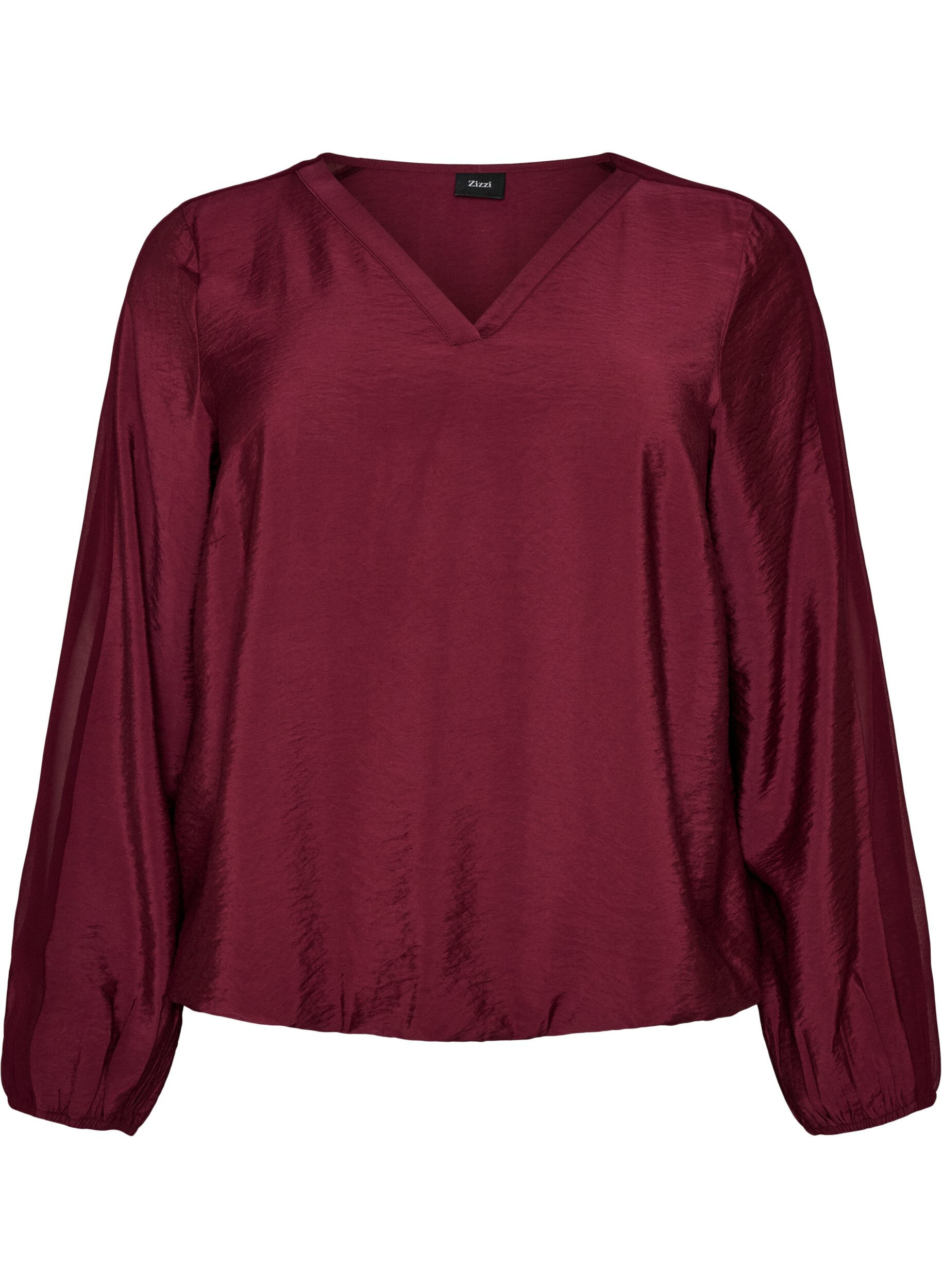 ZizziBluse mit Balloneffekt und Chiffondetails, Rot, Packshot image number 0