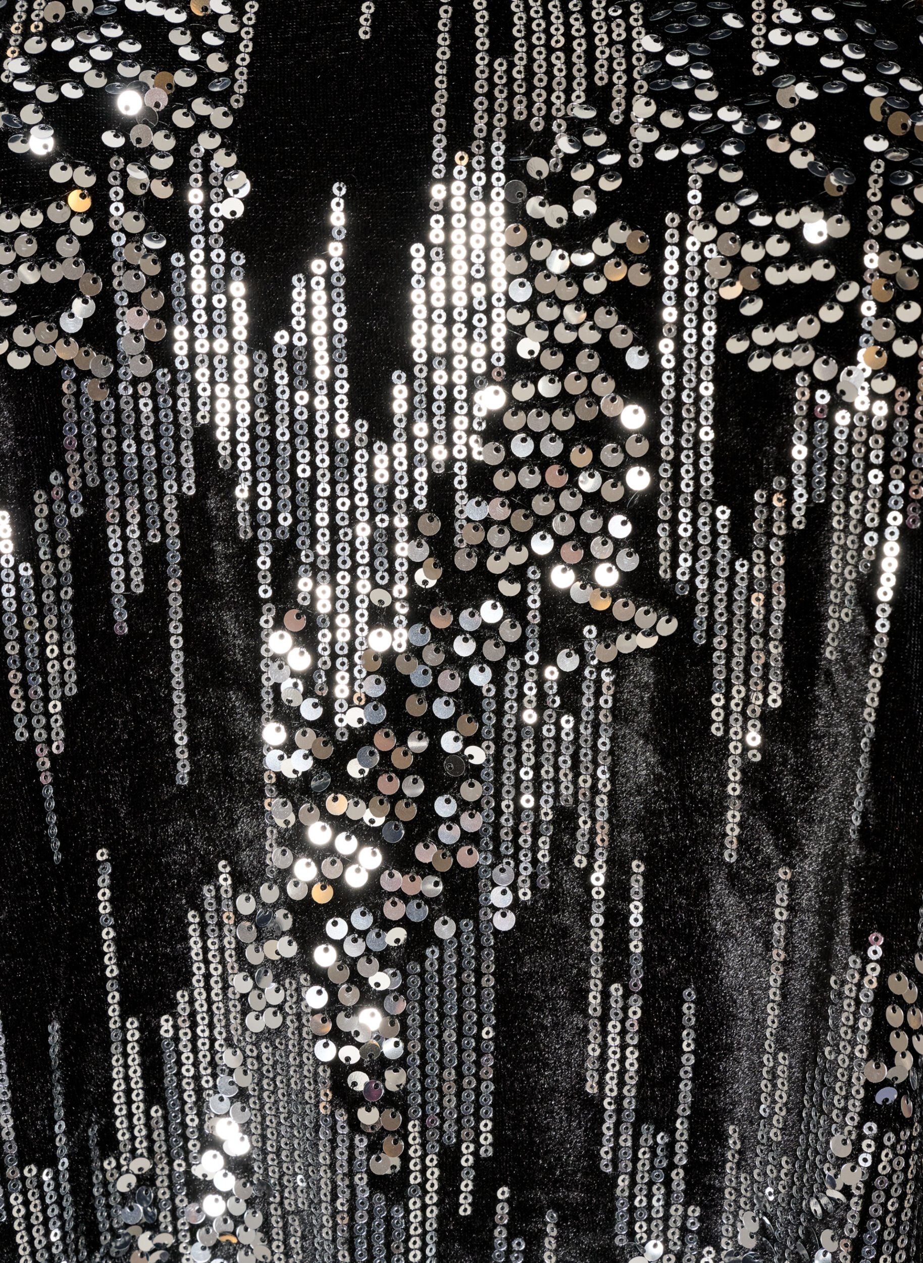 ZizziKurzes Kleid mit Pailletten und Ballon&auml;rmeln, Schwarz, Packshot image number 2