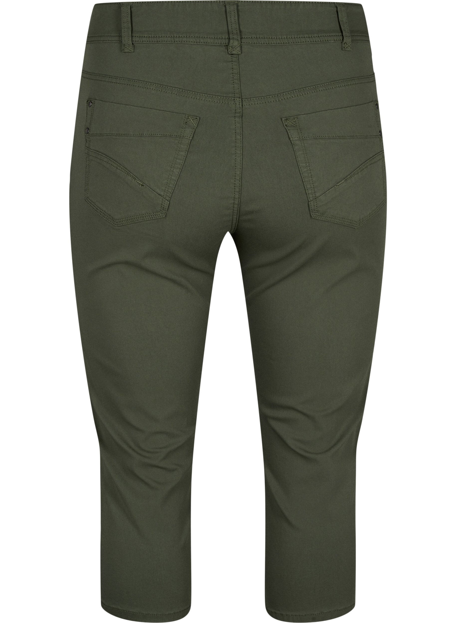ZizziEng anliegende Capri-Hose aus Viskose-Mix, Thyme, Packshot image number 1
