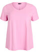 Einfarbiges Basic-T-Shirt aus Baumwolle, Pink, Packshot image number 0