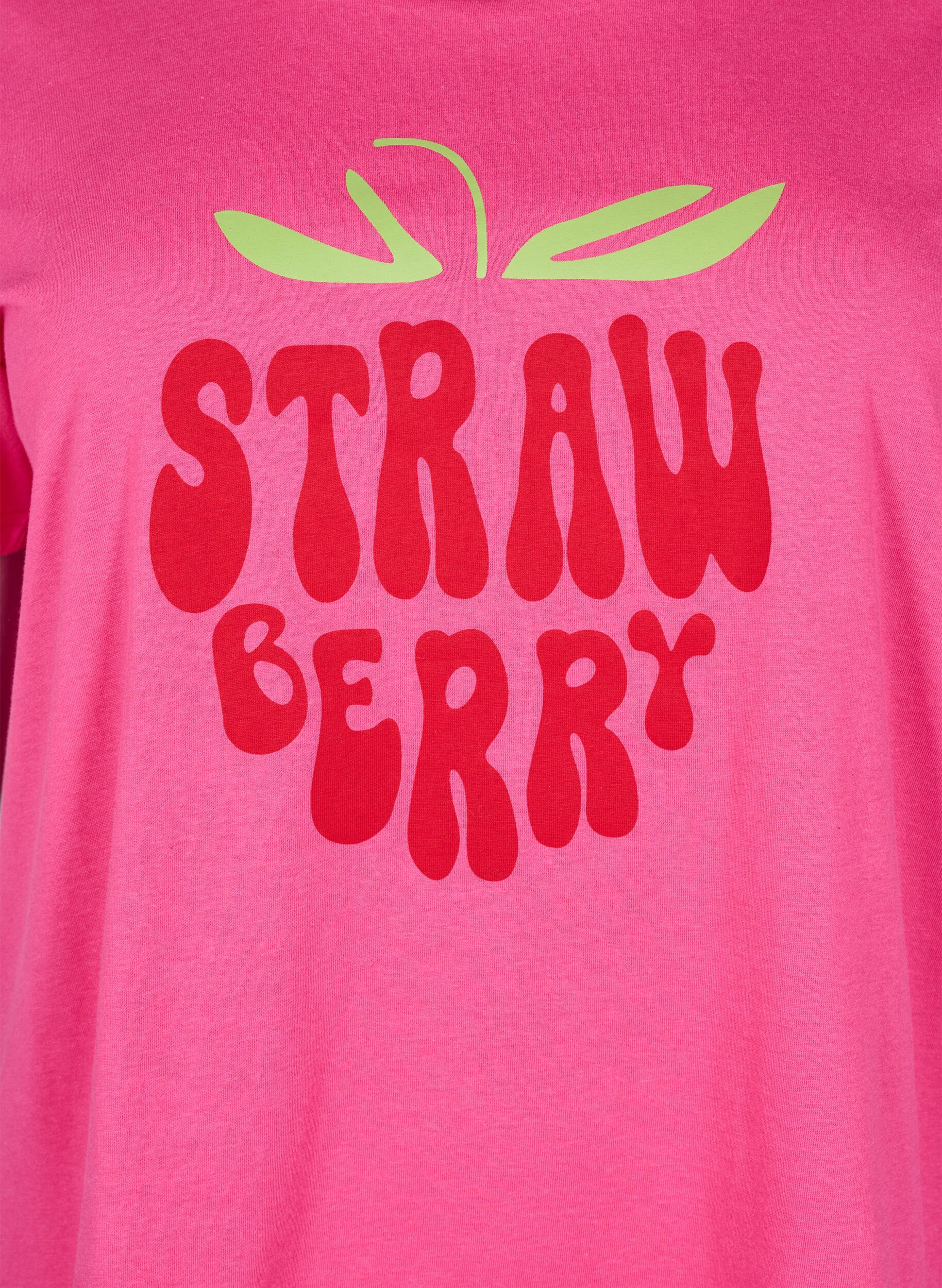 ZizziBaumwoll-T-Shirt mit Motiv, Raspb. w. Strawberry, Packshot image number 2