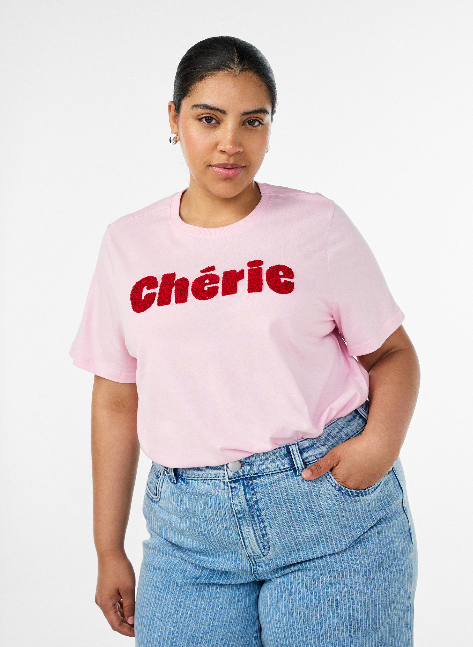 ZizziT-Shirt aus Bio-Baumwolle mit Frontprint, Rot, Model image number 0