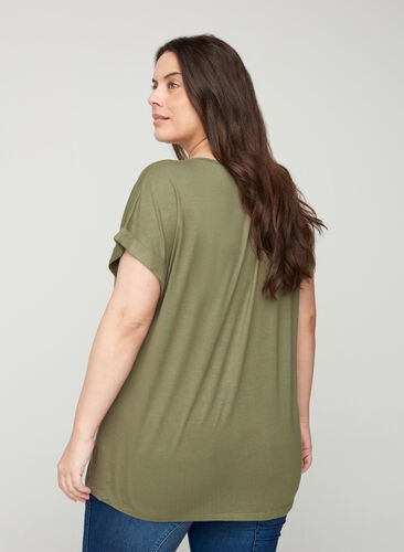 T-Shirt mit Rundhals, Deep Lichen Green, Model image number 1