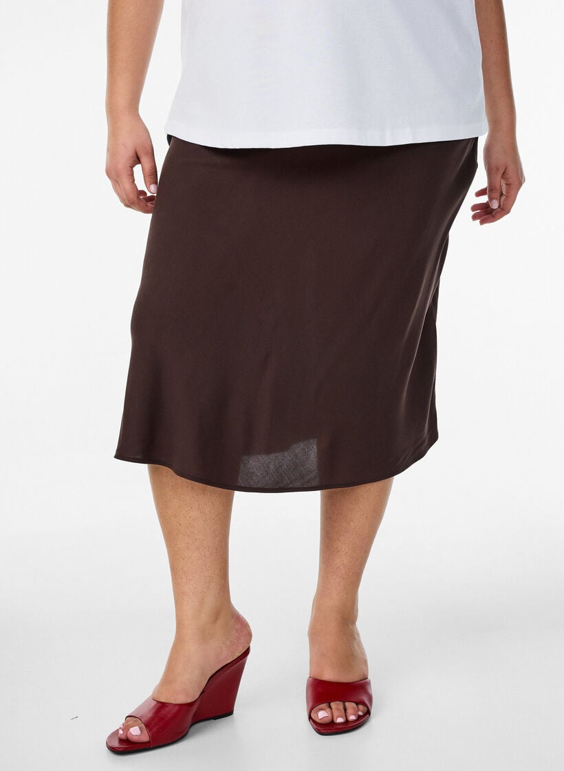 Viskoserock mit elastischem Bund, Braun, Model image number 2
