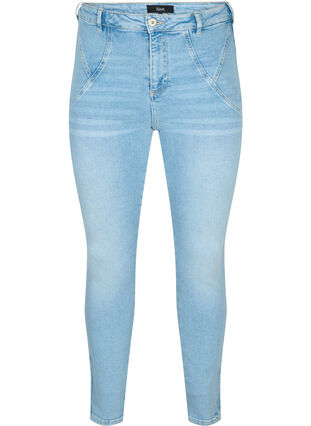 Hochtaillierte Amy-Jeans mit super schmaler Passform, Light blue, Packshot image number 0