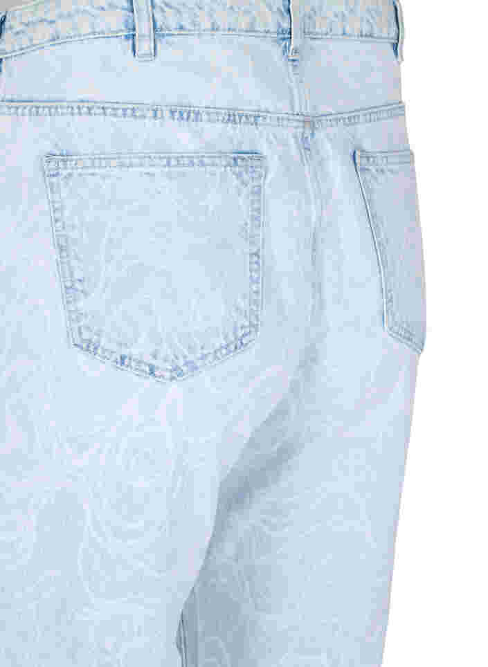 Cropped Mille Mom Jeans mit Print, Light blue denim, Packshot image number 3