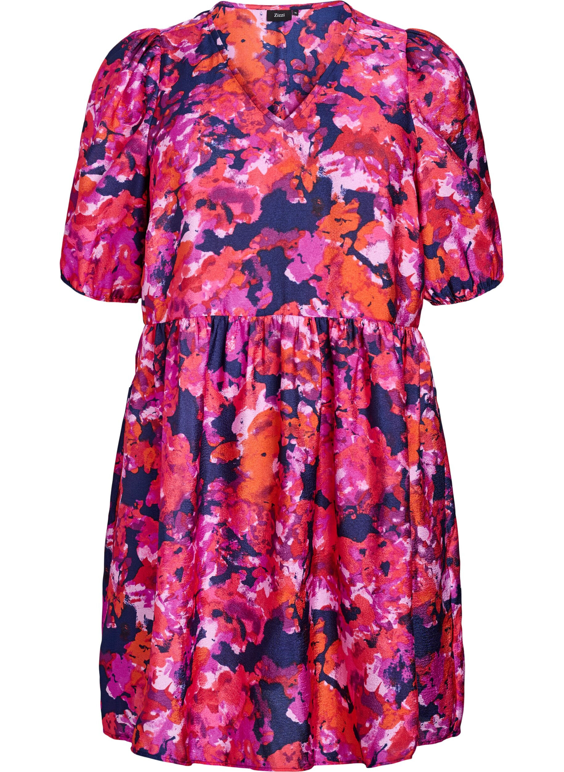 Kurzes Kleid mit Print und V-Ausschnitt