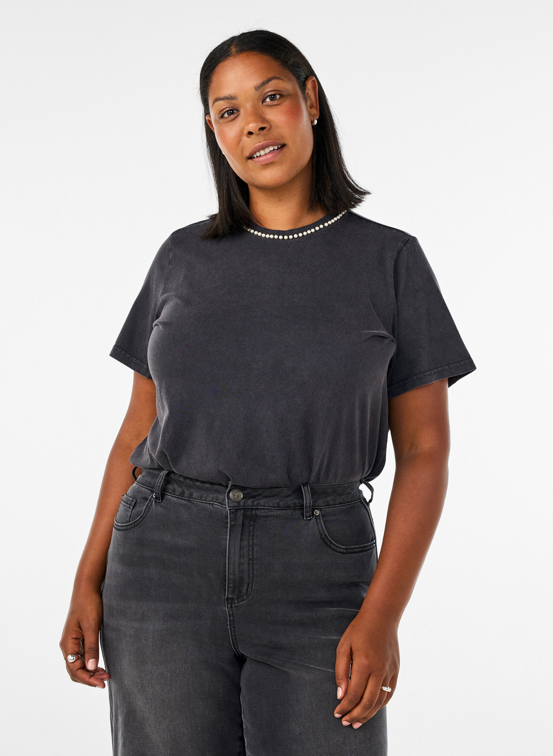 ZizziGrafik-T-Shirt aus Bio-Baumwolle, Grau, Model image number 0