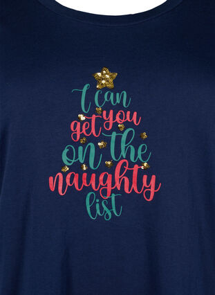 Weihnachts-T-Shirt aus Baumwolle, Navy Blazer Text, Packshot image number 2