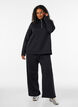 Hoch taillierte Sweatpants mit weitem Bein, Schwarz, Model image number 0