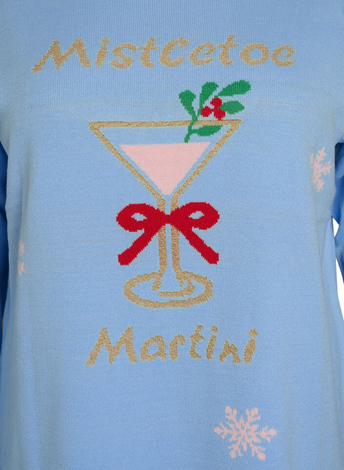 Strickbluse mit Weihnachtsmotiv, Blau, Packshot image number 2