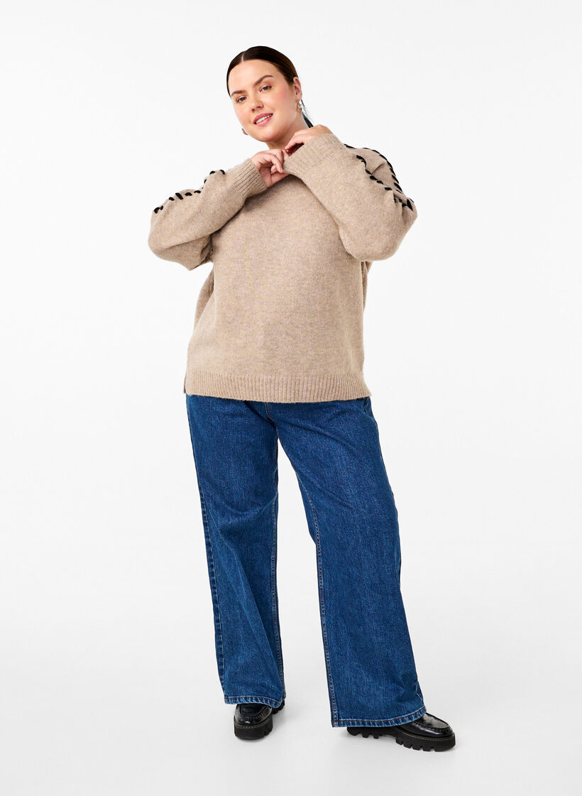 Strickbluse mit Ziernähten, Desert T.Wh.Mel.Comb, Model image number 2