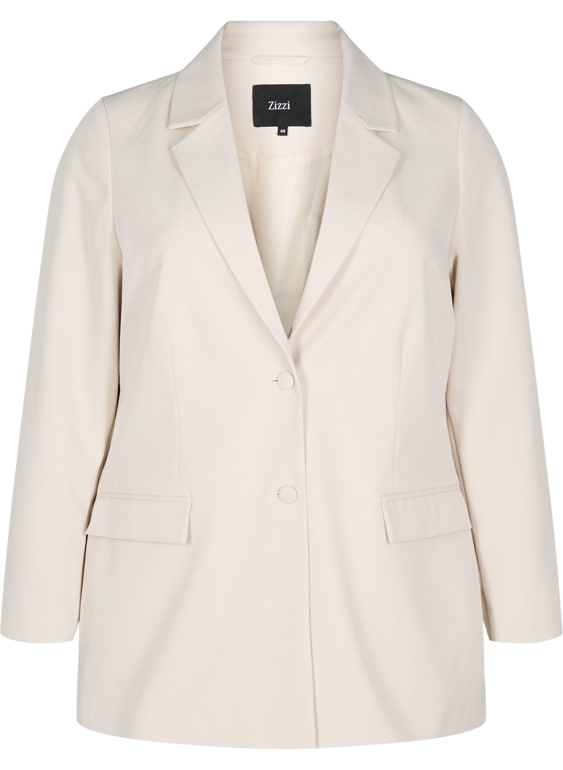 ZizziKlassischer Blazer mit Knopfverschluss, Beige, Packshot image number 0