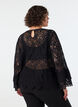 Spitzenbluse mit langen Trompeten&auml;rmeln und R&uuml;schen, Schwarz, Model image number 2