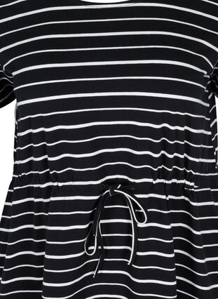 Kurzarm Baumwolltunika mit Streifen, Black/White Stripe , Packshot image number 2