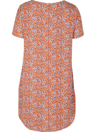 Bedrucktes Kleid mit kurzen Ärmeln, Orange Flower AOP, Packshot image number 1