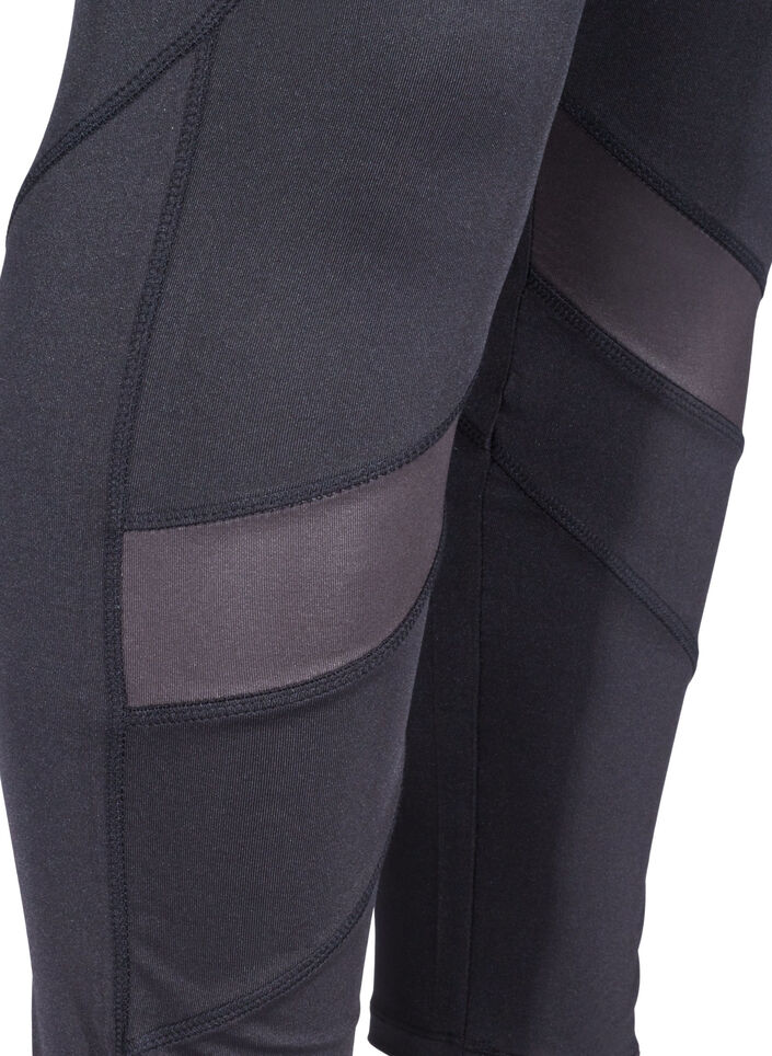 Cropped Trainingsleggings mit Mesh, Black, Packshot image number 2
