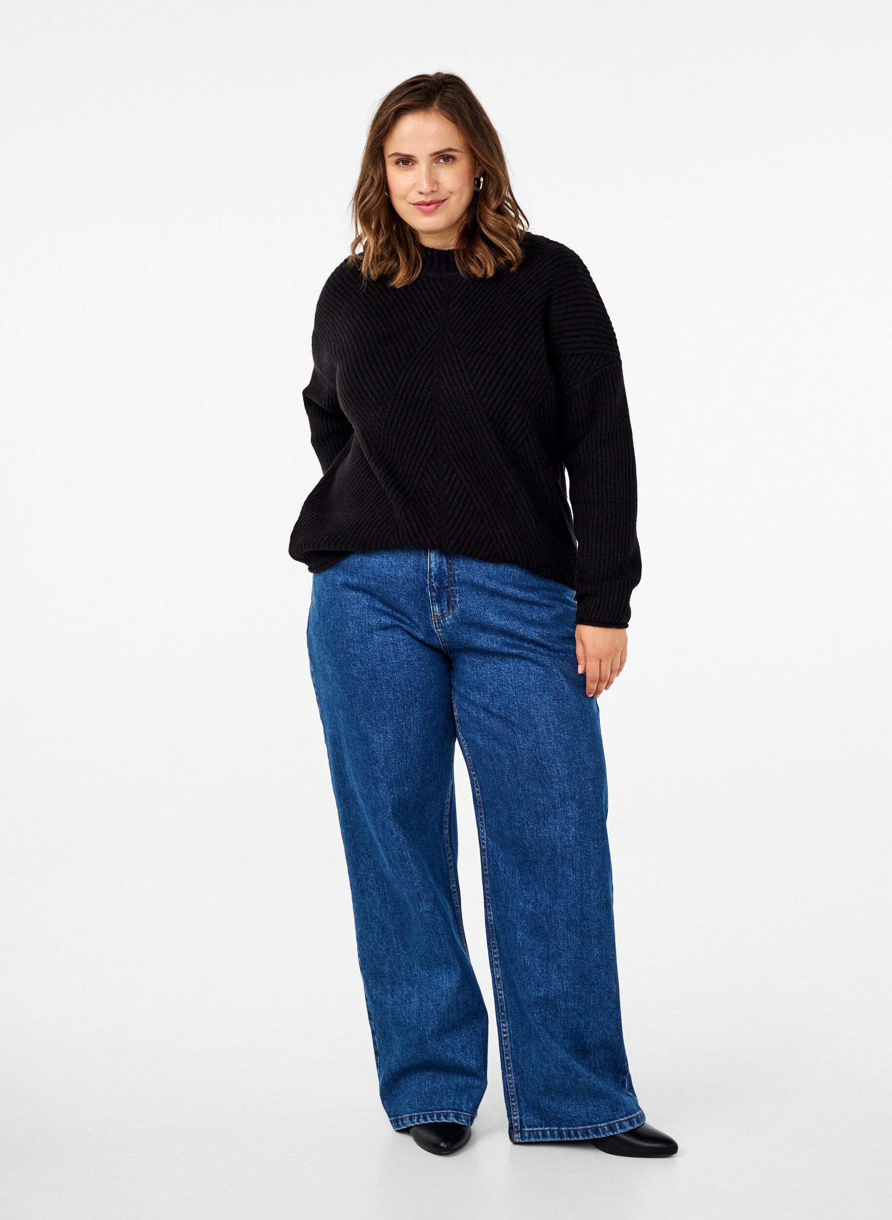 ZizziPullover mit Streifenmuster und langen &Auml;rmeln, Black Mel., Model image number 2