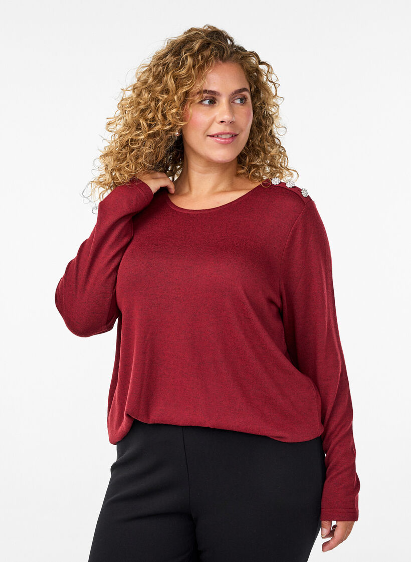 Bluse mit Zierknöpfen, Rot, Model image number 0
