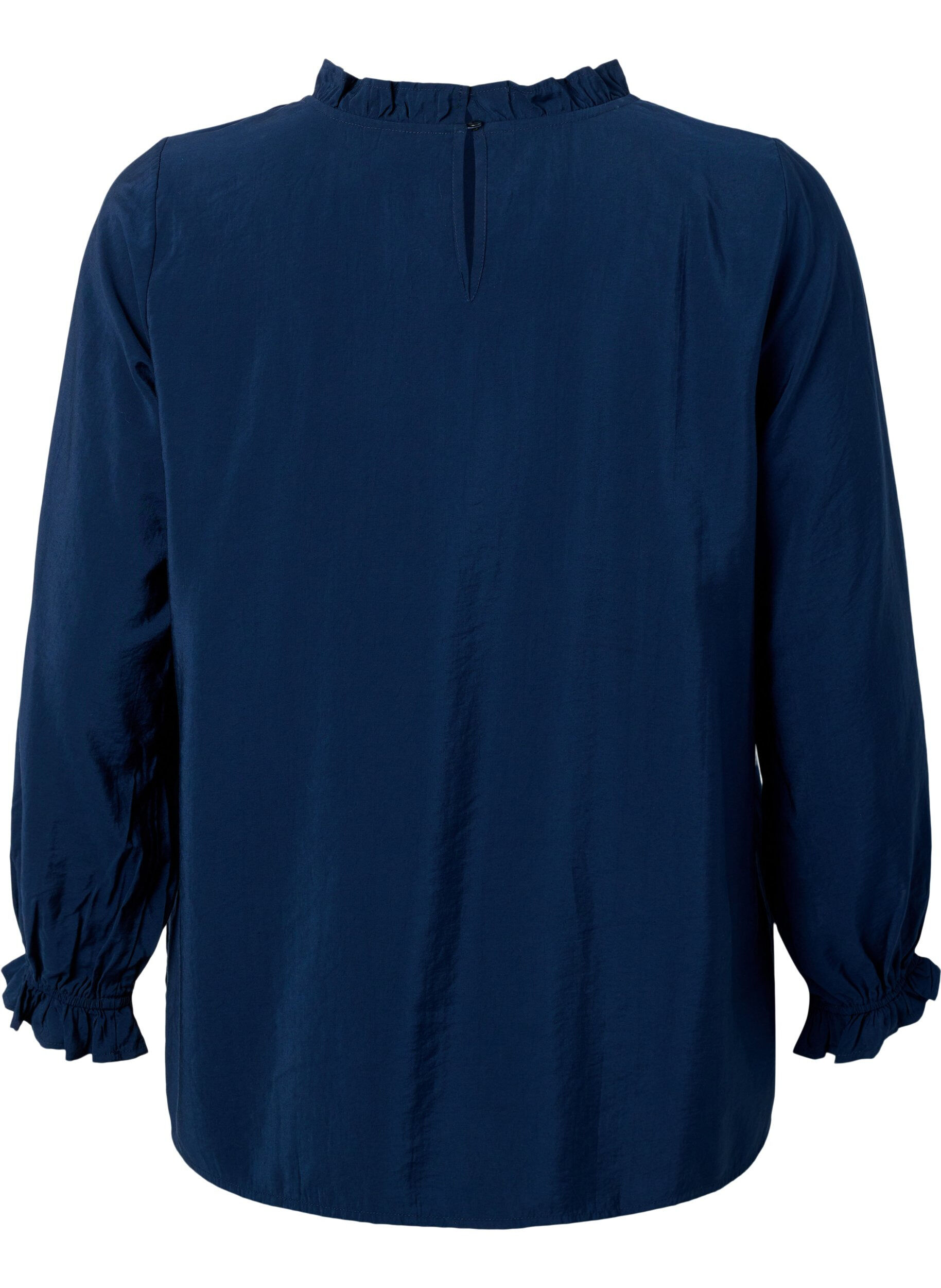 ZizziLang&auml;rmelige Viskosebluse mit R&uuml;schen, Total Eclipse, Packshot image number 1