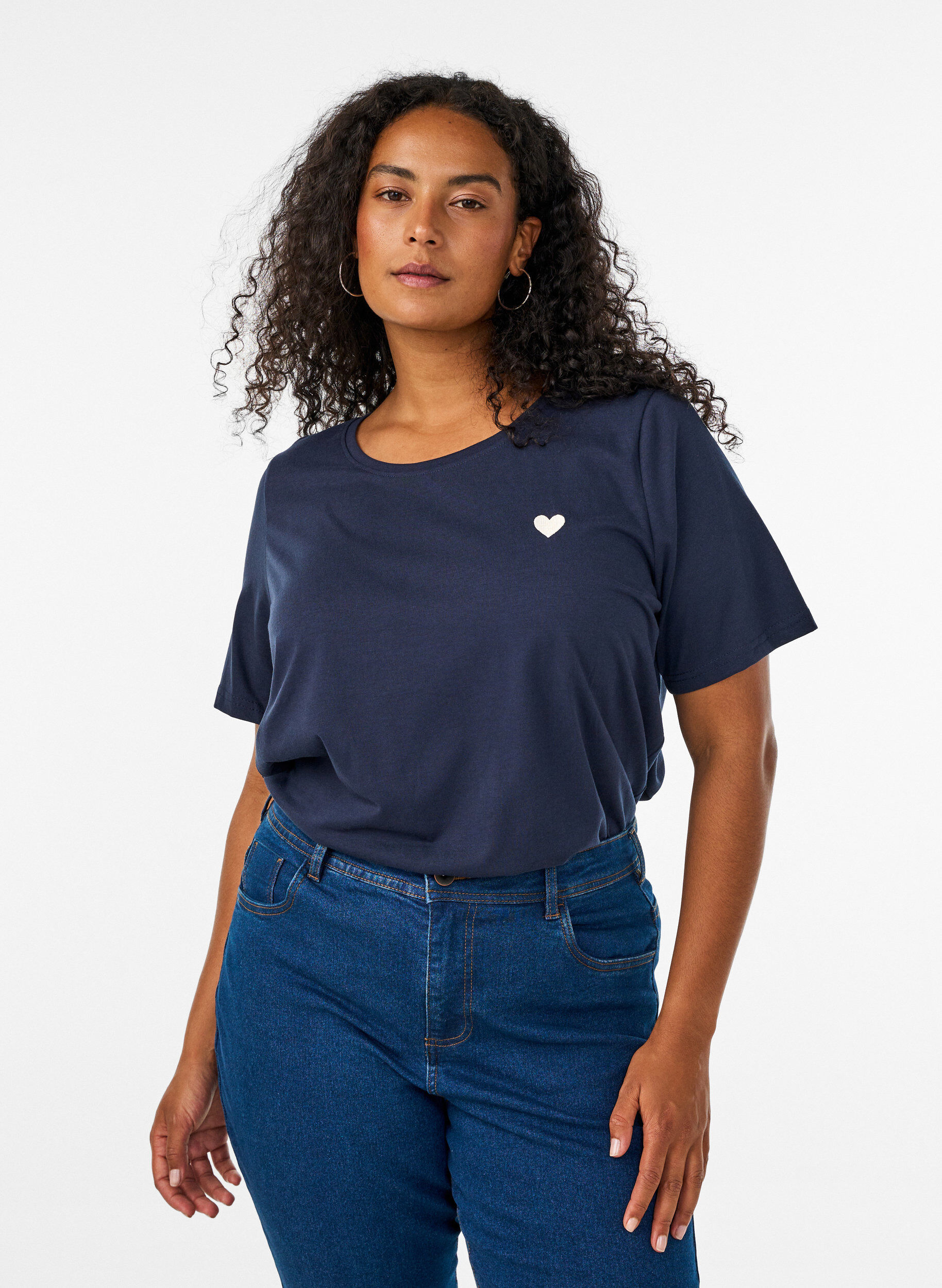 T-Shirt mit Print, Blau, Model