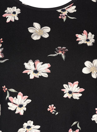 Langarm Bluse mit Blumenprint, Black white flower , Packshot image number 2