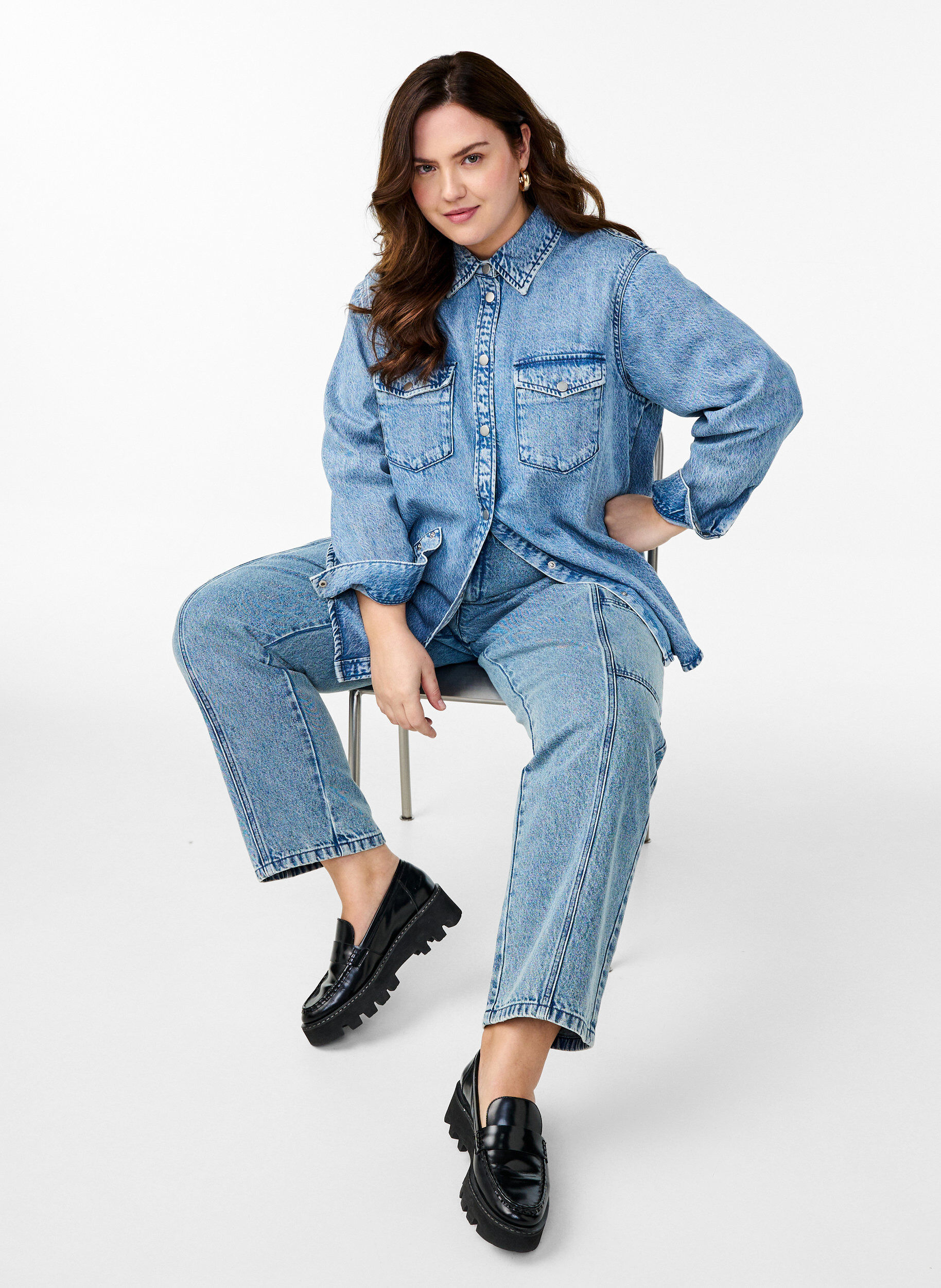 ZizziJeanshemd mit Brusttaschen, Blau, Image image number 0