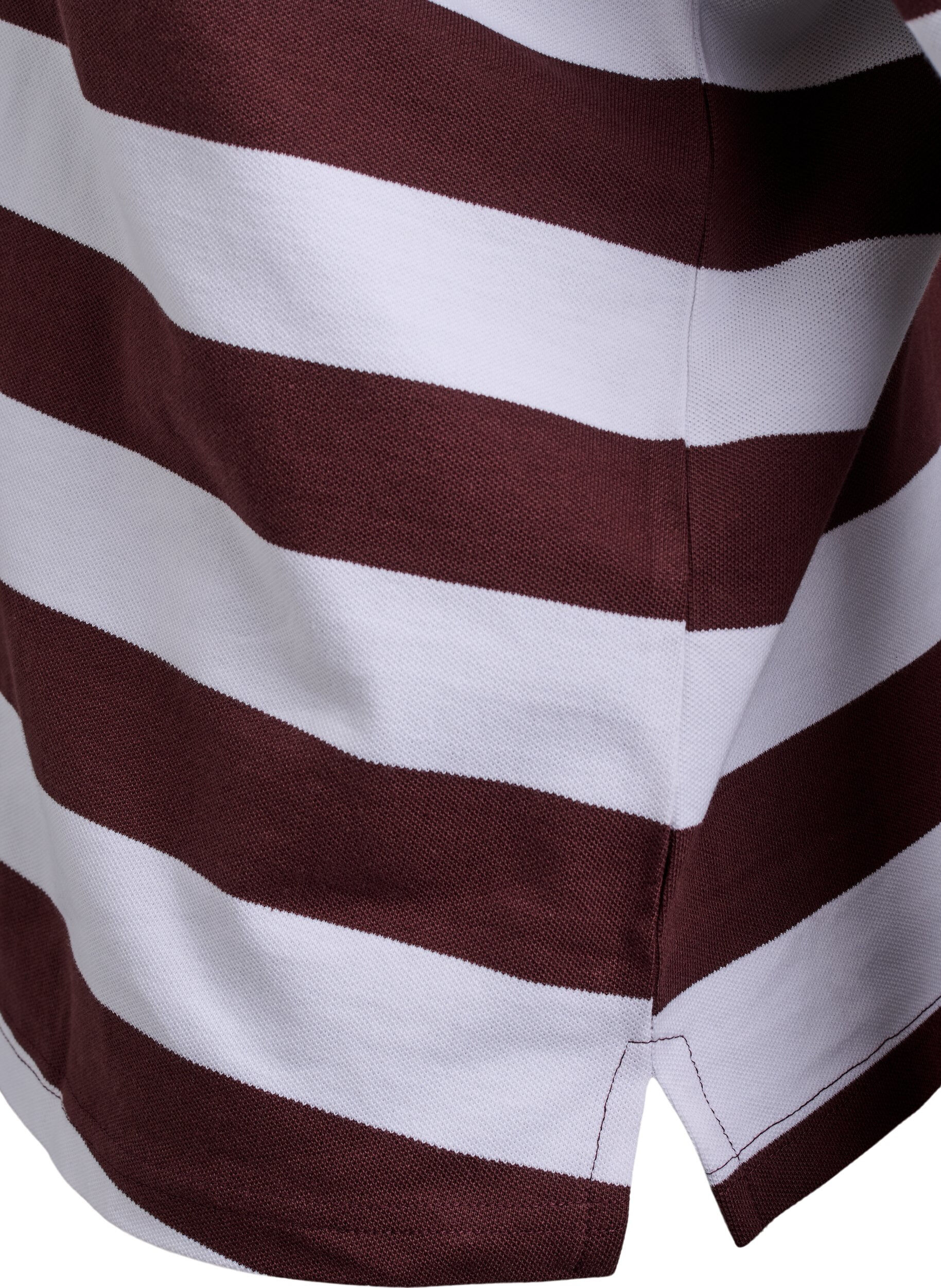ZizziPoloshirt mit langen &Auml;rmeln und Streifenmuster, Dunkles Bordeaux, Packshot image number 3