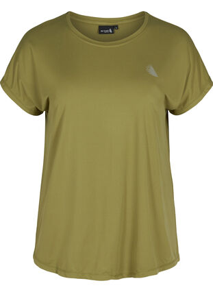 Einfarbiges Trainings-T-Shirt, Olive Drab, Packshot image number 0