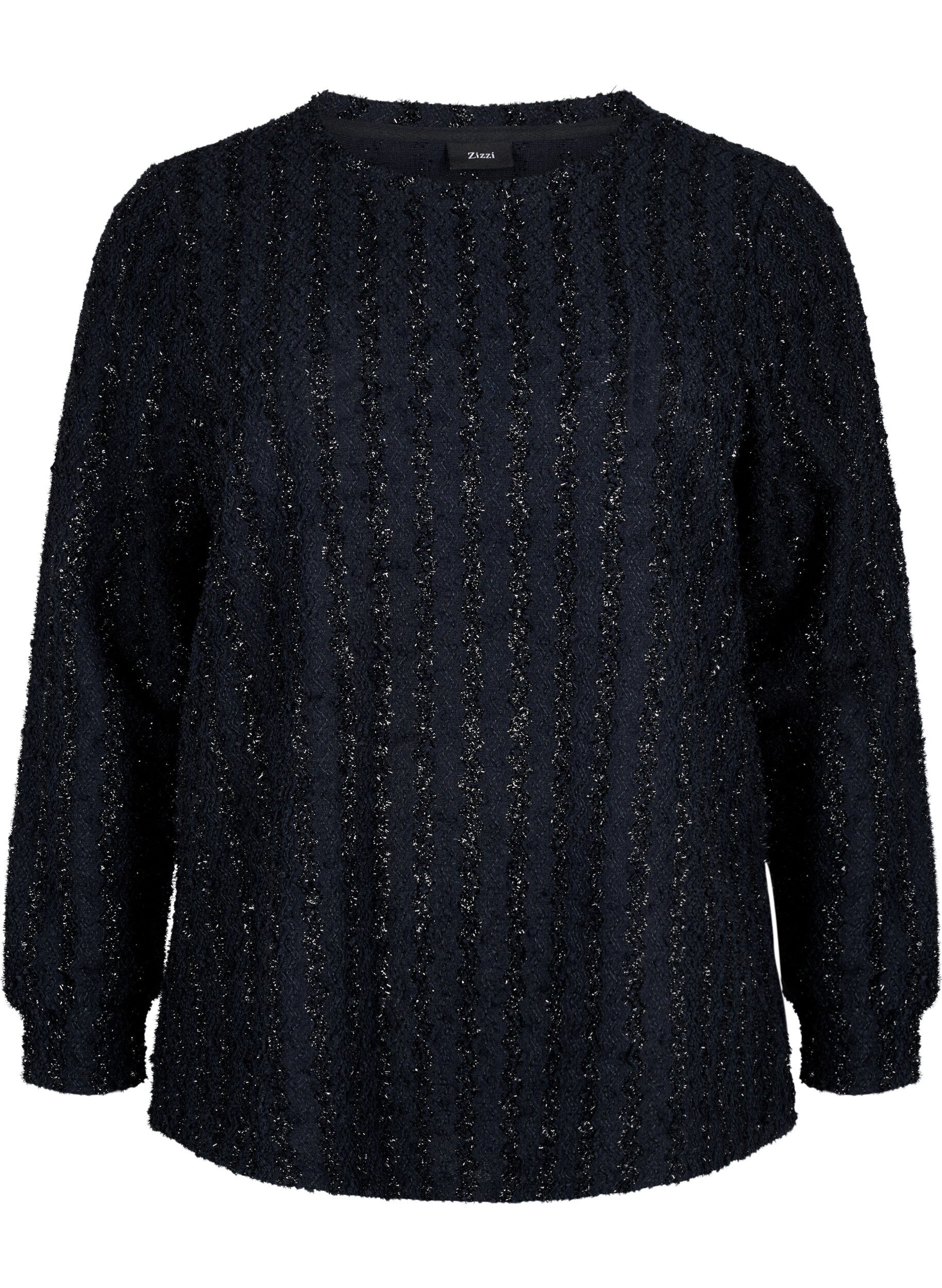 ZizziBluse mit schimmernder Struktur, Schwarz, Packshot image number 0