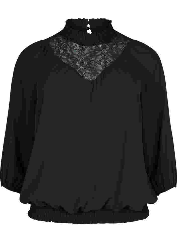 	 Bluse mit Spitze und Smock, Black, Packshot image number 0