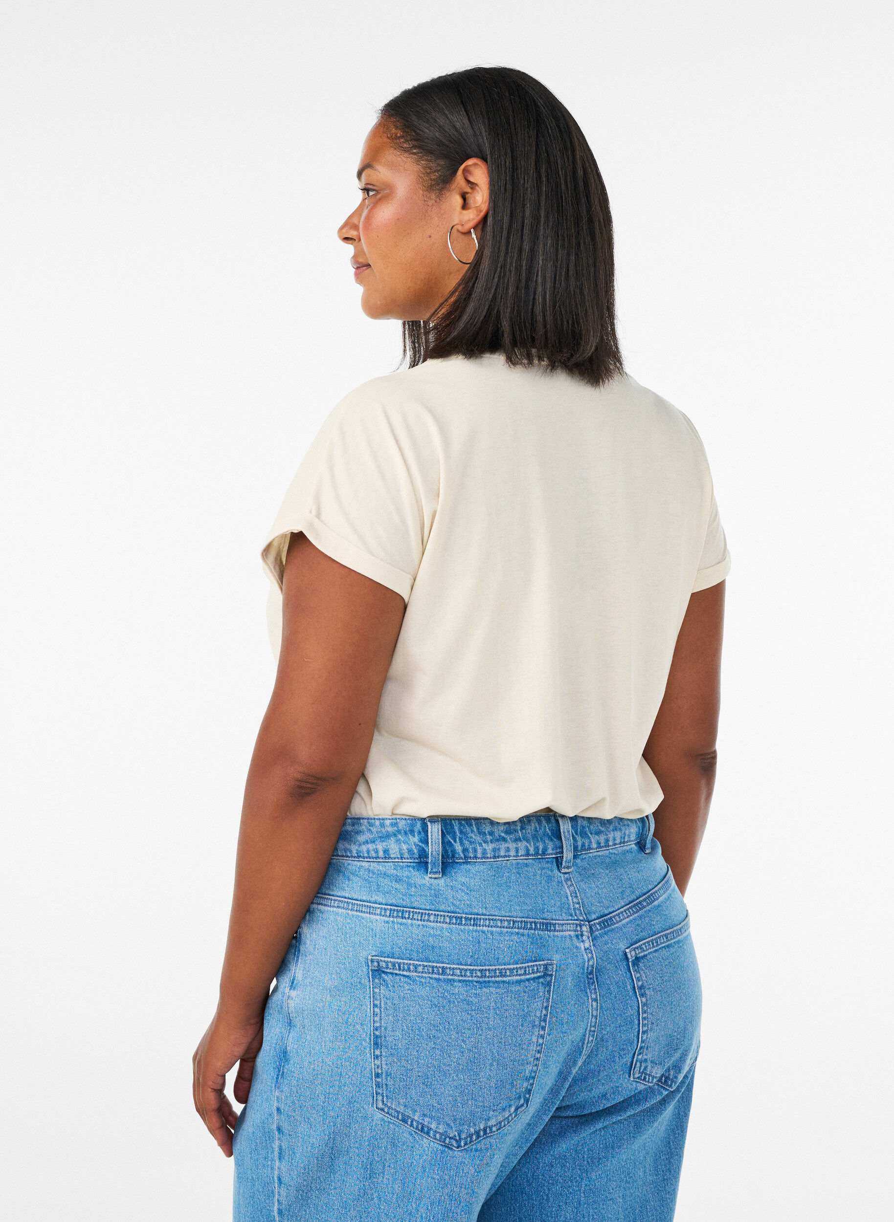 ZizziT-Shirt mit dekorativem Frontprint, Vanille, Model image number 2