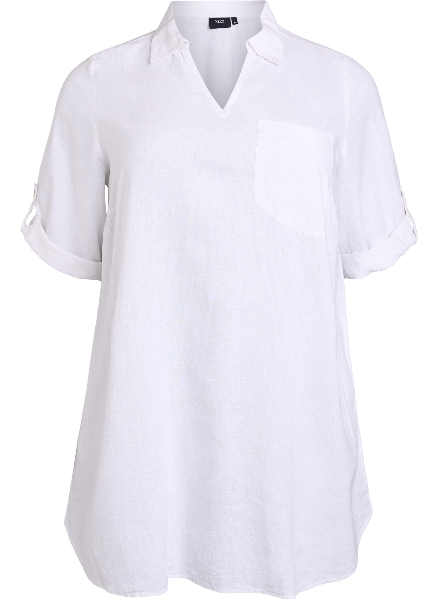 ZizziTunika aus Leinen und Viskose mit A-Linie, Wei&szlig;, Packshot image number 0