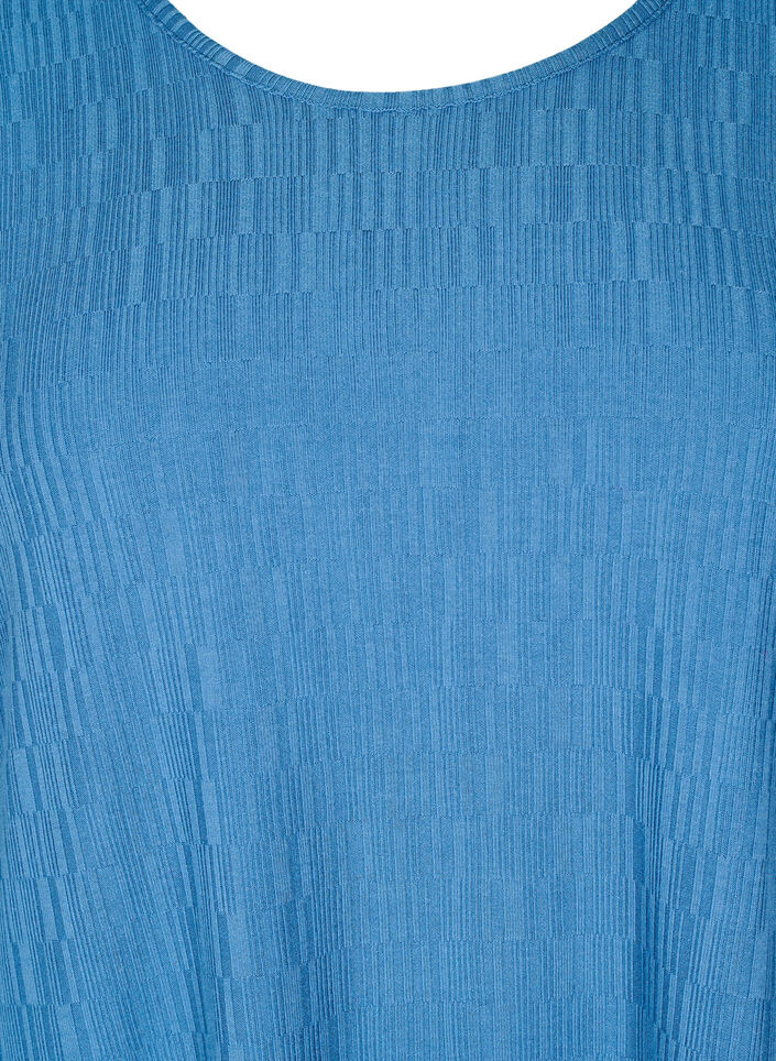 Kleid mit Struktur und 3/4-Ärmeln, Blau, Packshot image number 2