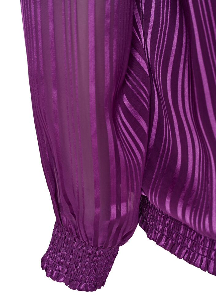 Gestreifte Bluse in Ballonform, Lila, Packshot image number 3