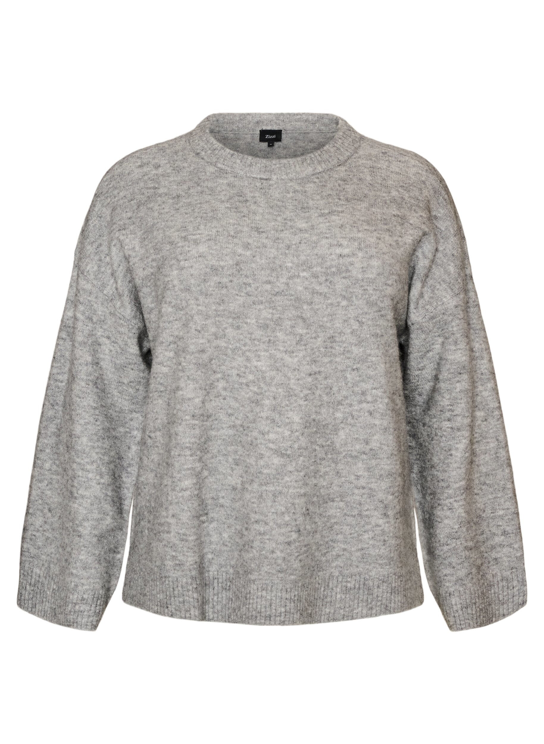 ZizziLocker gestrickte Bluse mit Alpaka und Wolle, Grau, Packshot image number 0