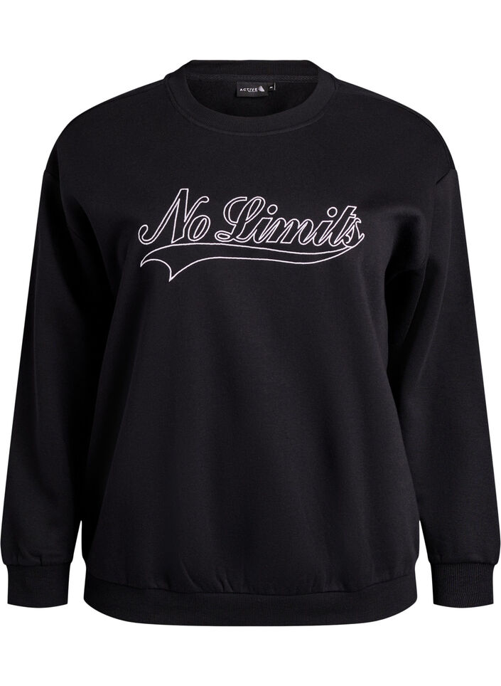 Sweatshirt mit Statement-Detail, Schwarz, Packshot image number 0