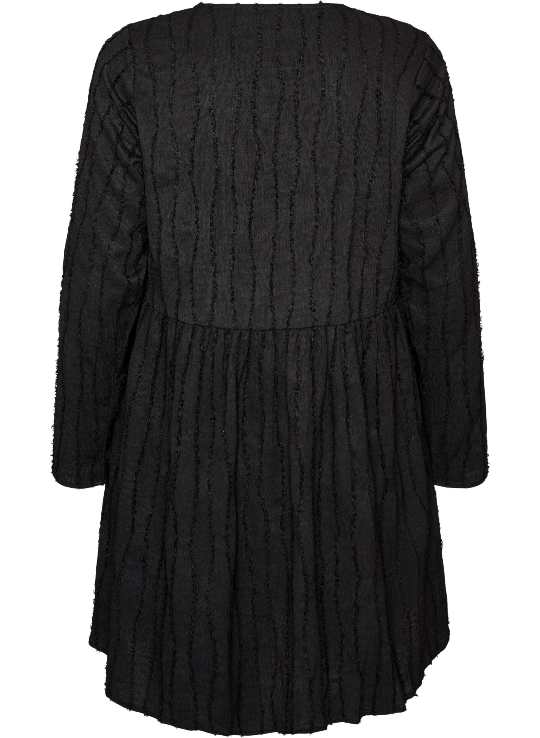 ZizziKurzes Jerseykleid mit welligem Strukturmuster, Schwarz, Packshot image number 1