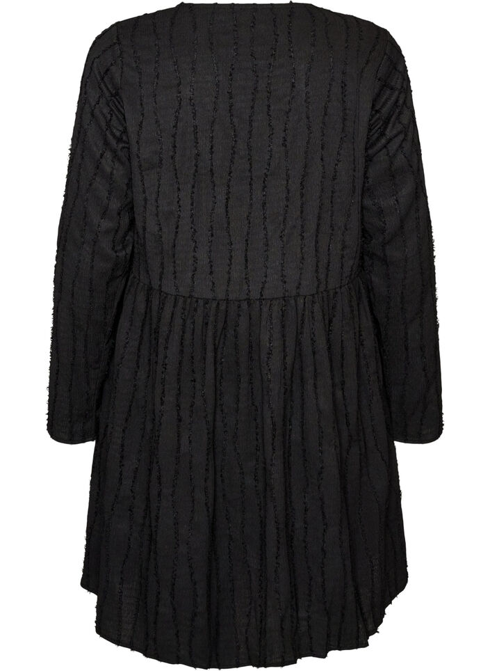 Kurzes Jerseykleid mit welligem Strukturmuster, Schwarz, Packshot image number 1