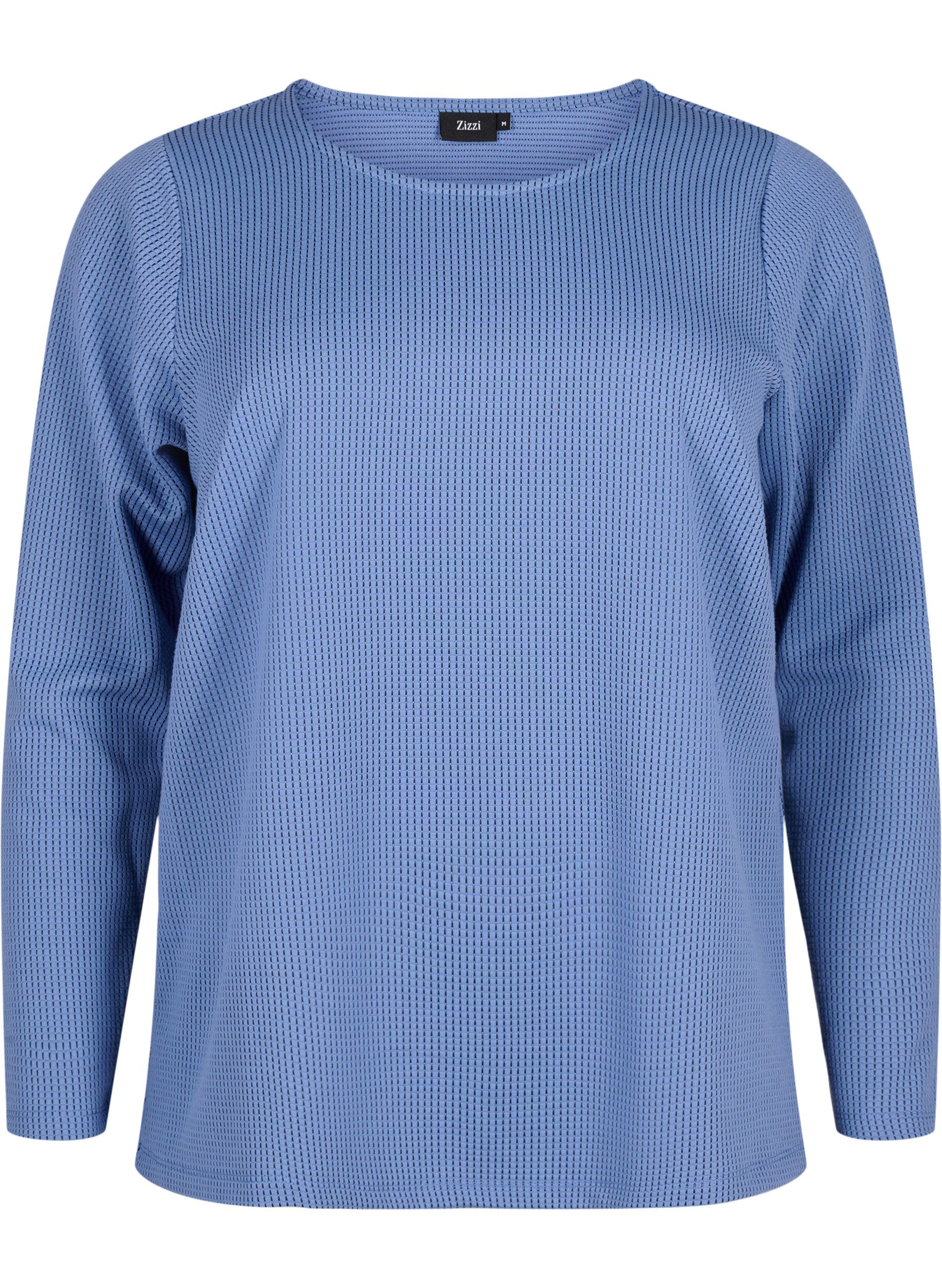 ZizziStrukturierte Bluse in A-Linie, Quiet Harbor, Packshot image number 0